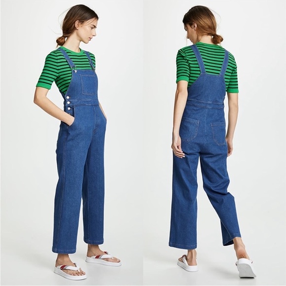 Capulet Lennon high waisted wide leg retro denim overalls size large - Picture 2 of 9